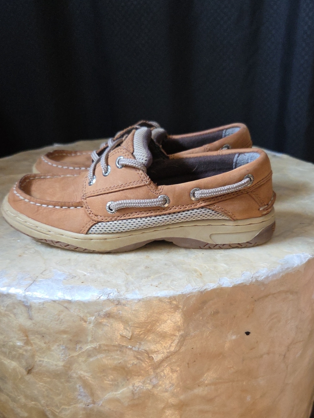SperryTan and Beige Leather Boat Shoes